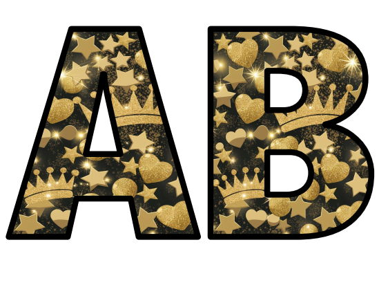 Gold Glitter Stickers Hearts Crowns Shiny Materials Lettering Set ...