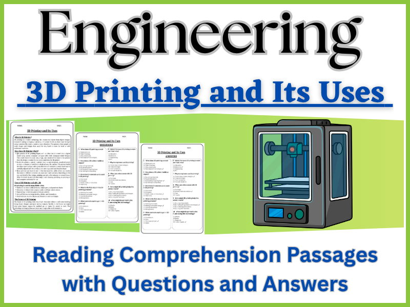 3D Printing and Its Uses: Reading Comprehension – Fun, Interactive & Ready-to-Print