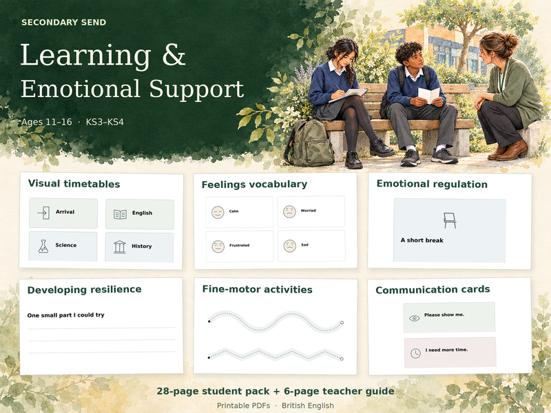 Secondary SEND Toolkit: Emotional Regulation & Visual Timetables