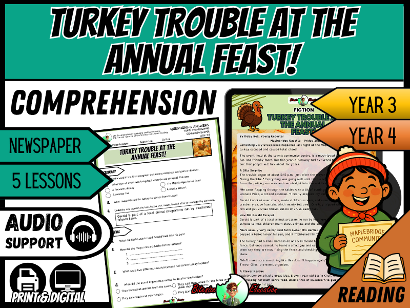Turkey Trouble at the Annual Feast! | Reading Comprehension | Year 3/4
