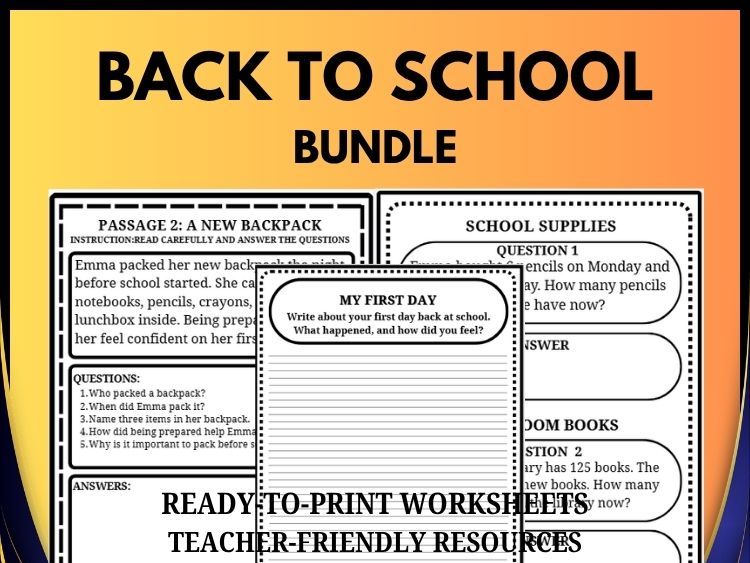 Back to School Bundle | Reading, Writing & Math Activities