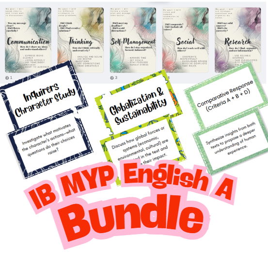 IB MYP English A Language and Literature Task Card Bundle