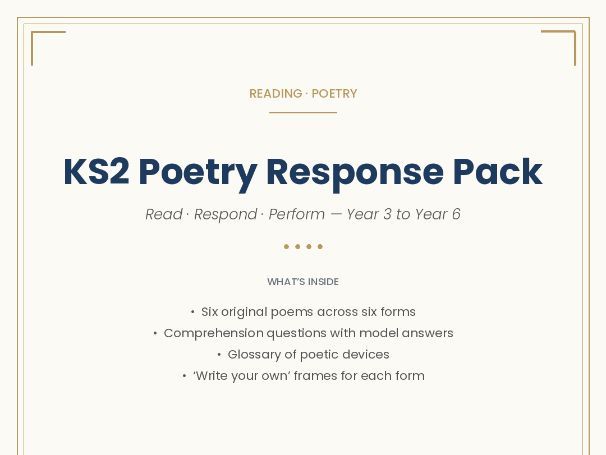 KS 2 Poetry Response Pack