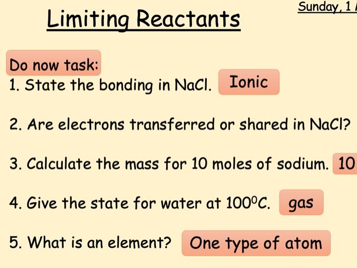 C3 Limiting reagents