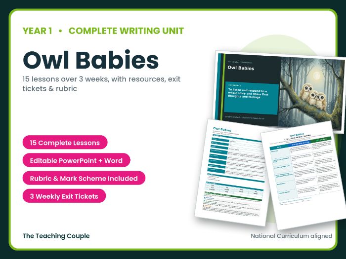 Owl Babies | Year 1 English Unit | 15 Complete Lessons + Resources + Mark Scheme