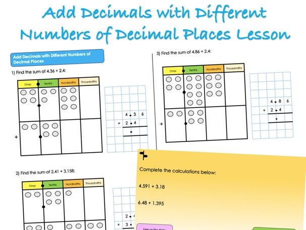 Year 5 Decimals - Add Decimals with Different Numbers of Decimal Places Lesson