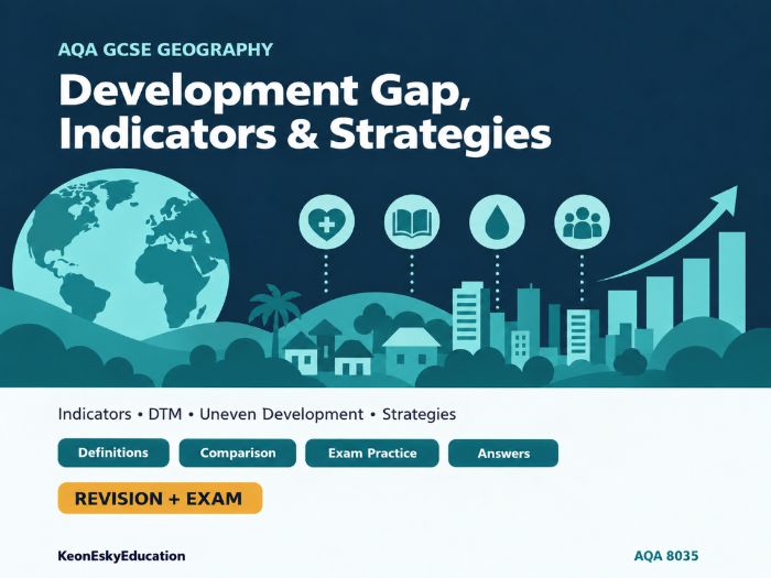 AQA GCSE Geography: Development Gap, Indicators & Strategies | Revision & Exam Practice