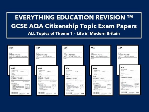 GCSE AQA Citizenship Studies Topic Exam Papers &amp; MS for Paper 2 Section ...