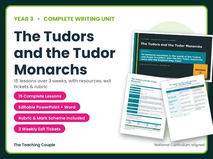 The Tudors and the Tudor Monarchs | Year 3 English Unit | 15 Complete Lessons + Resources