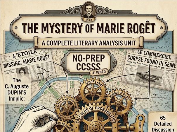 The Mystery of Marie Roget by Edgar Allan Poe Q&A Murder Mystery Sub Plan