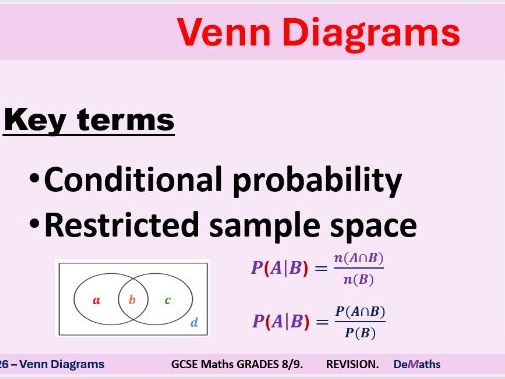 Venn Diagrams - Revision for Grades 8/9 - PDF