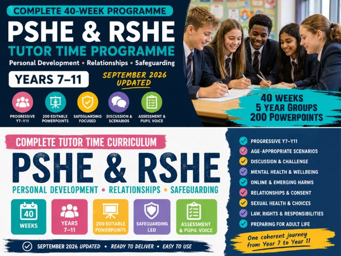 Secondary PSHE & RSHE Tutor Time Y7–Y11