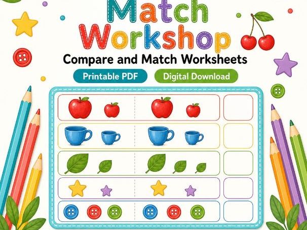 Compare And Match Workshop | Compare and Match Worksheets | Printable PDF | Digital Download