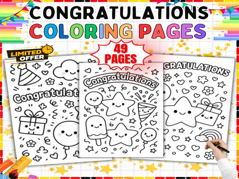 Congratulations Coloring Pages | 49 Printable Sheets | End of Year Party Fun