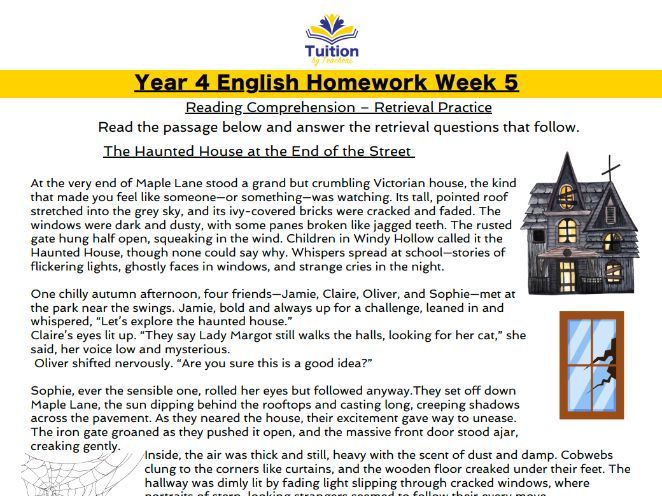 5. Year 4 - Reading Comprehension & SPaG