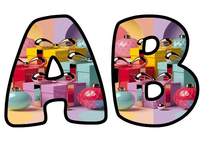 3D AI Christmas Presents Modern Vivid Shiny Classroom Display | Lettering Set