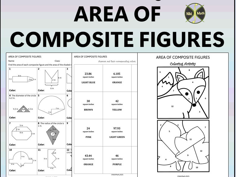 Area of Composite Figures - Coloring Activity/Color by Code