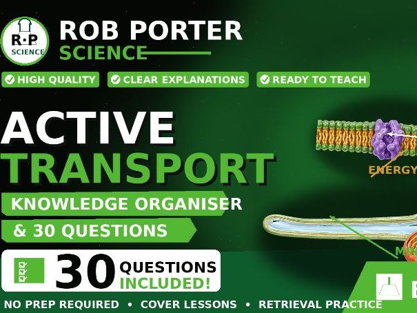 Active Transport Knowledge Organiser + 30 Retrieval Questions | GCSE Biology