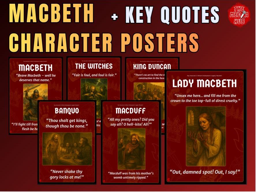 Shakespeare | Macbeth | 6 Character Poster Bundle |  GCSE English Literature | Key Quotes | Revision
