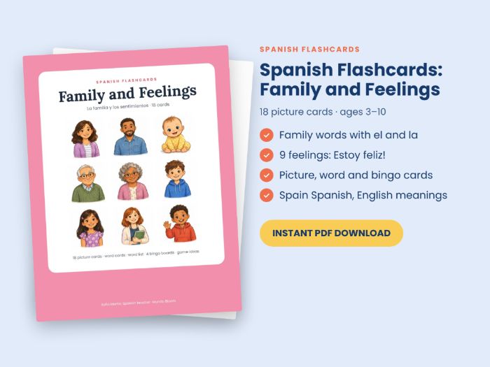 Spanish Flashcards: Family and Feelings (la familia y los sentimientos)