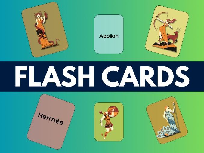 Stunning Greek Mythology Gods & Goddesses Flash Cards Set: History & Classics Visual Aid