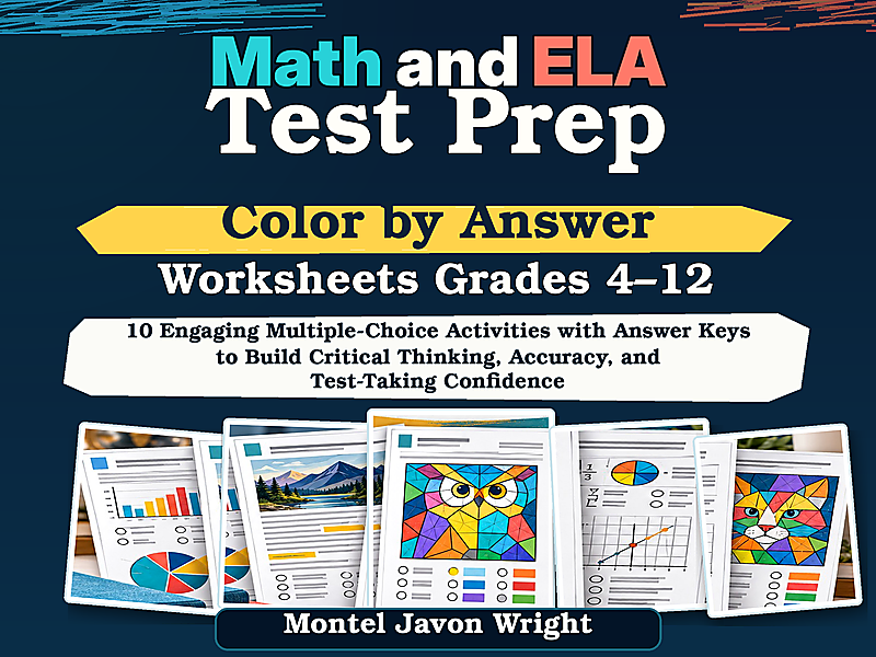 Math and ELA Test Prep Color by Answer Worksheets | Grades 4–12 | 10 Activities