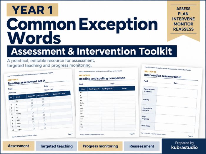 Year 1 Common Exception Words Assessment Toolkit