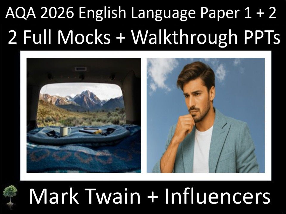 Two AQA 2026 English Language Paper 1 + 2 Mocks + Walkthrough PPTs