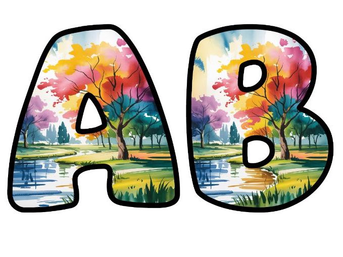 Breathtaking Park Art Tree Form Lettering Set | Classroom Display | Upper & Lowercase, 0-9 and Signs