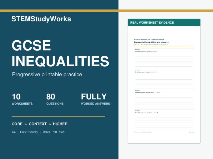 GCSE Inequalities Worksheets with Answers