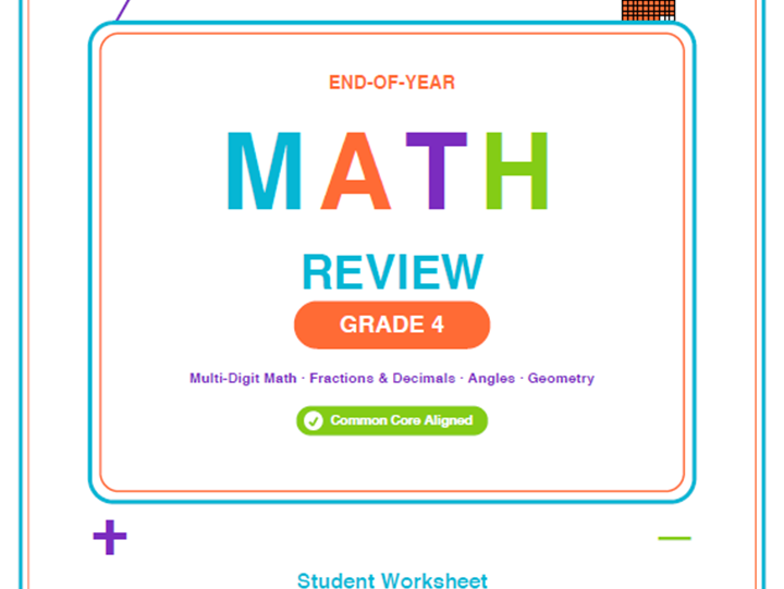 4th Grade End of Year Math Review Worksheets & Games | Common Core Aligned