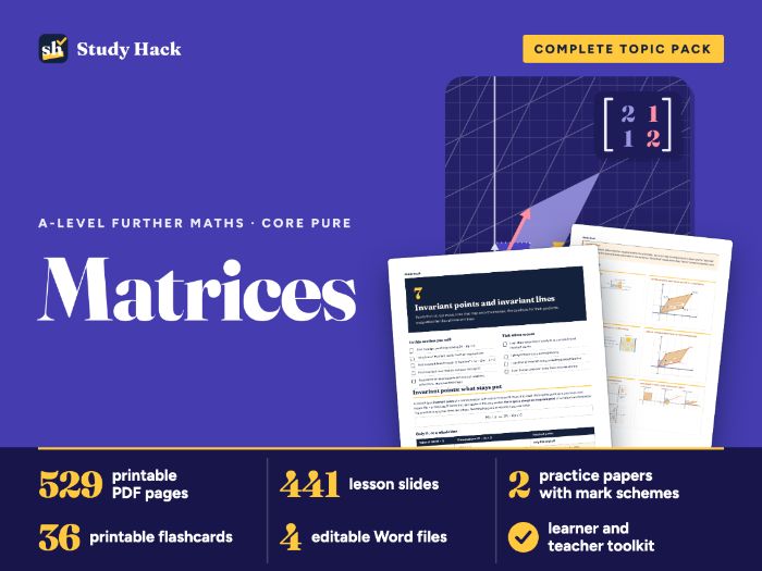 A-level Further Maths Matrices (Core Pure): AQA-style workbook, practice papers and lessons