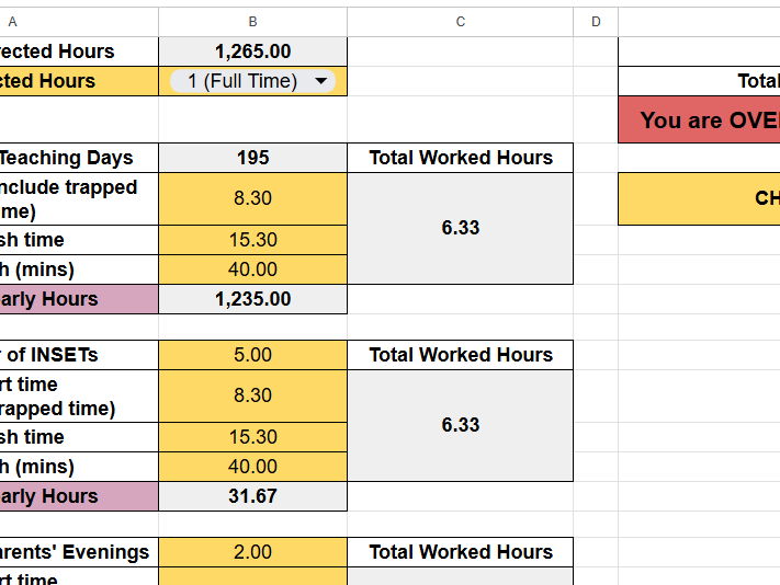 Teacher Directed Time Calculator