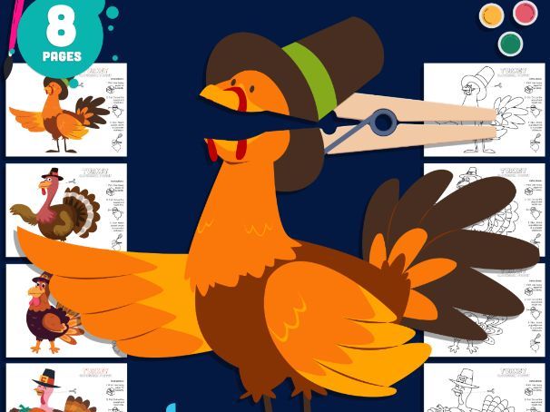Turkey Clothespin Puppets, Thanksgiving Craft for Kids