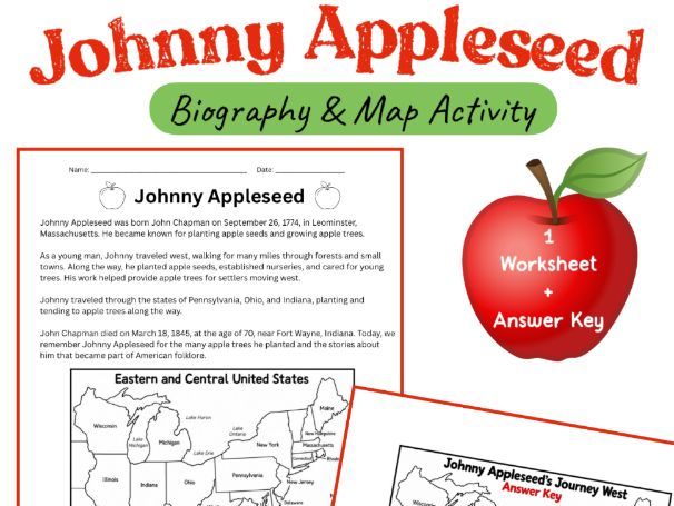 Johnny Appleseed Biography & Map Activity | American History & Geography