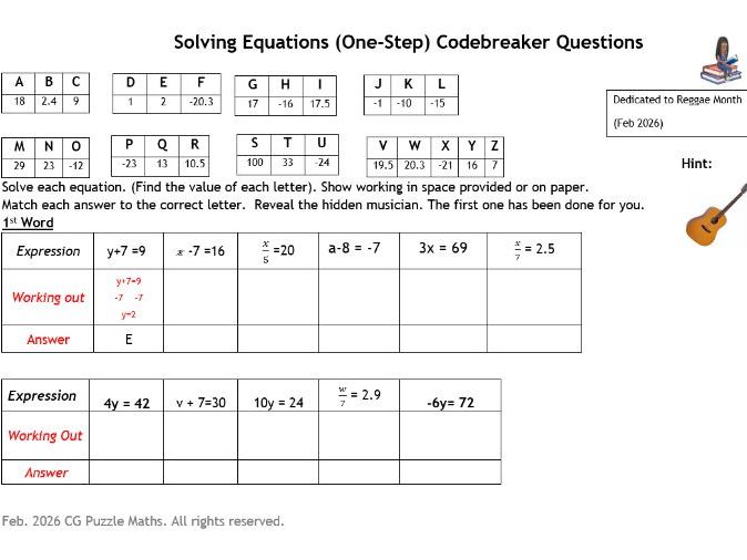 Solving Equations Codebreaker 1