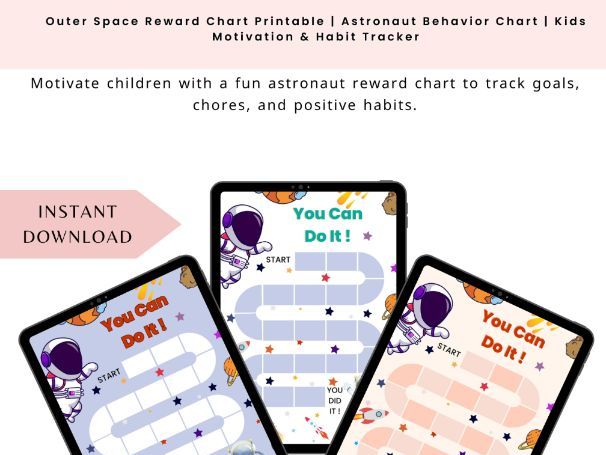 Outer Space Reward Chart Printable | Astronaut Behavior Chart | Kids Motivation & Habit Tracker