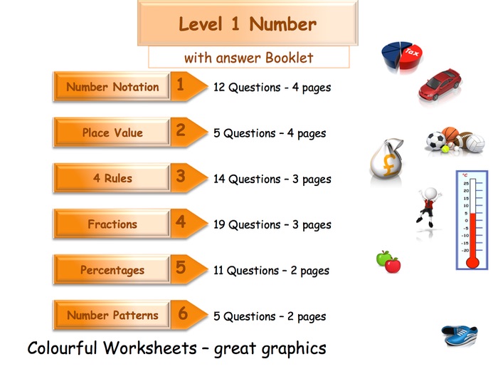 Numbers Workbook - Worksheet Booklet - Functional Skills Level 1 (with answers)