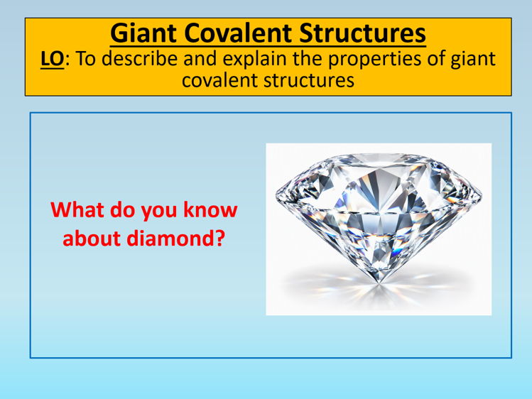 GCSE AQA Chemistry C3 Giant Covalent Structures PowerPoint Lesson