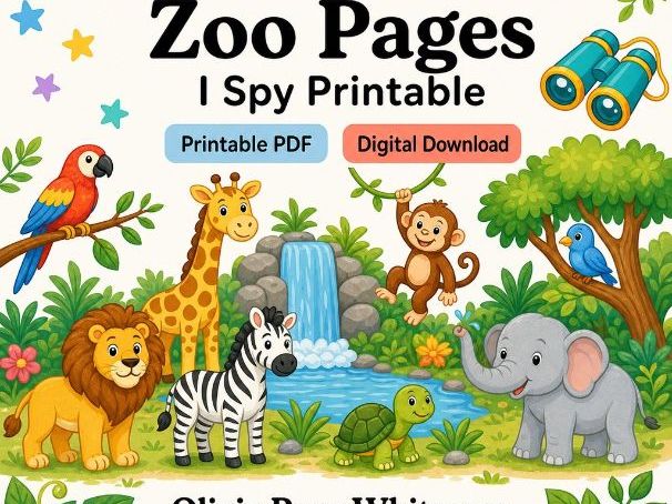 Look And Find Zoo Pages | I Spy Printable | Printable PDF | Digital Download