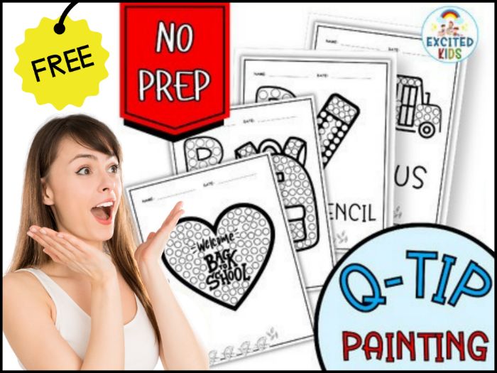 Q-Tip Painting Back to School - Dot Art Pages