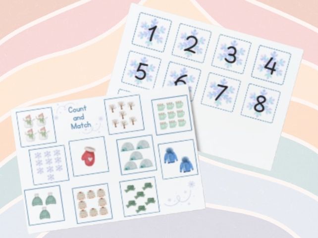 Winter Theme Count & Match 1-10