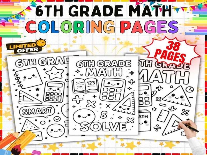 Math Coloring Sheets for Middle School | 38 Pages | 6th Grade Back to School
