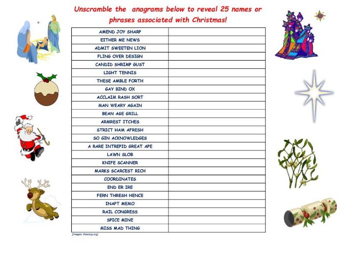 CHRISTMAS ANAGRAMS | Teaching Resources