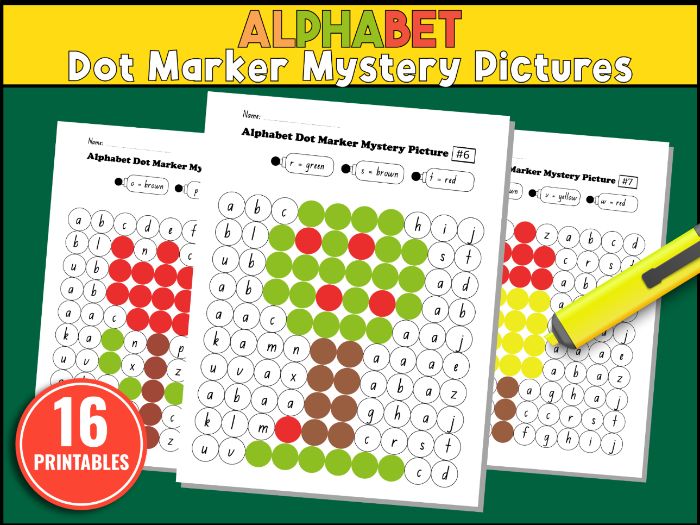 Alphabet Dot Marker Mystery Pictures Activities | Upper and lowercase Letter Recognition