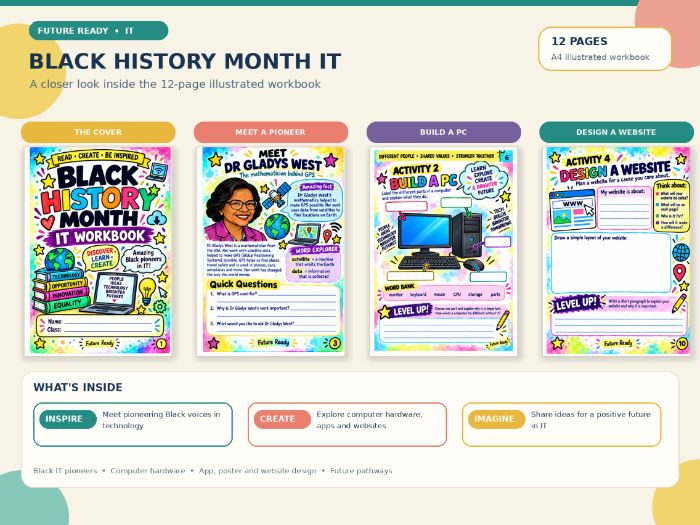 Black History Month IT Workbook | Computing & Digital Skills Activities | KS2–KS3