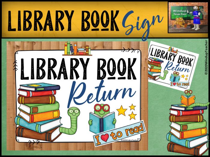 Library Book Sign to Return Books | Teaching Resources