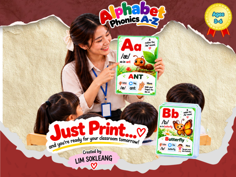 Alphabet Phonics A-Z Classroom Flash Cards | Listen, Say, Sing & Move | Ages 3–6