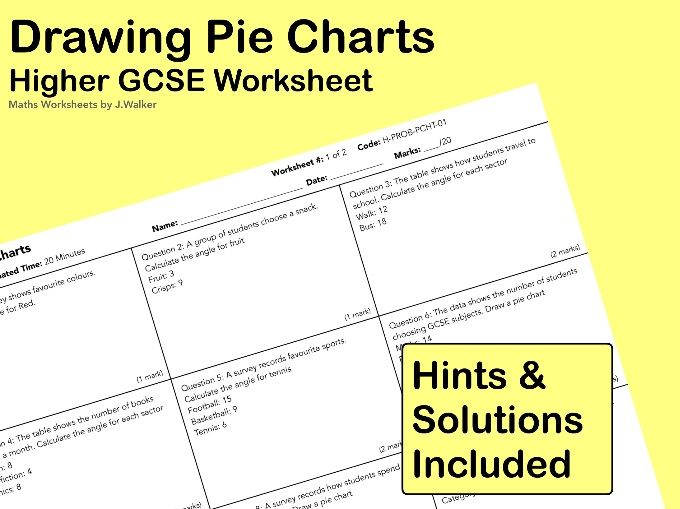 GCSE Maths Worksheet: Drawing Pie Charts - Higher Tier