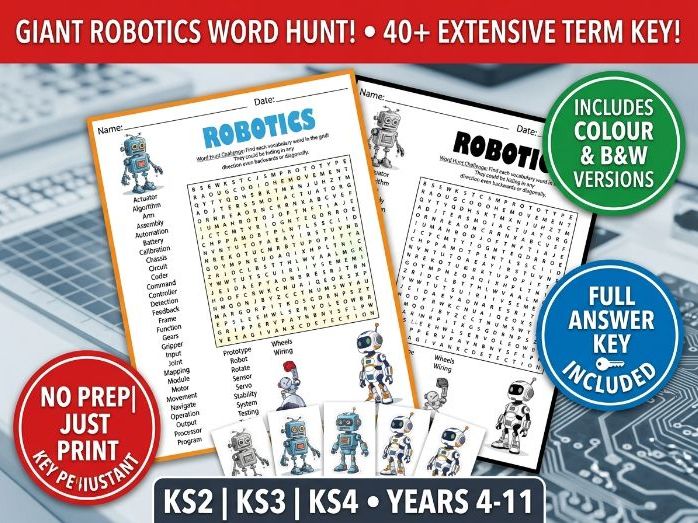 Robotics Vocabulary Word Search | STEM, Automation & Engineering | KS2 KS3 KS4 Years 4-11